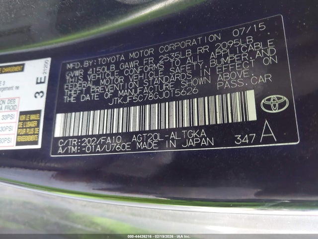 JTKJF5C78GJ015626 Scion TC