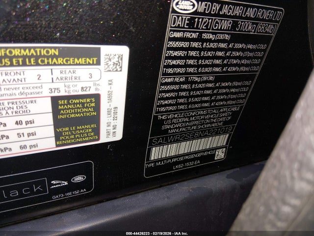 SALWR2SE8NA221019 Land Rover Range Rover Sport Hse Dynamic