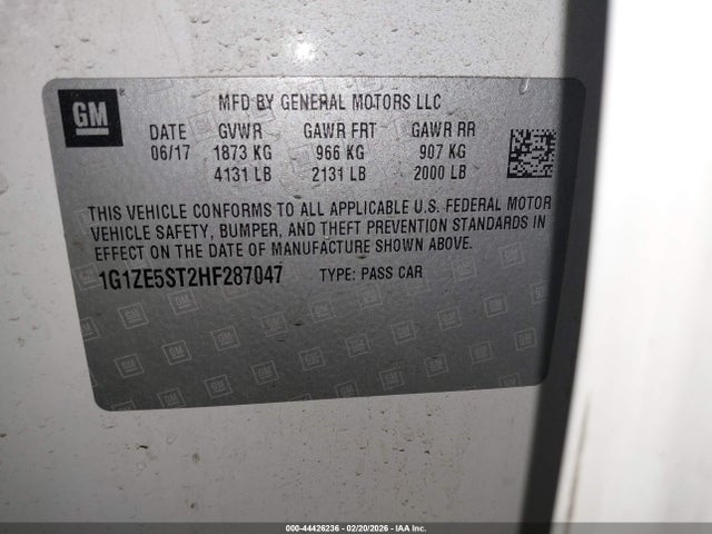 1G1ZE5ST2HF287047 Chevrolet MALIBU 1LT