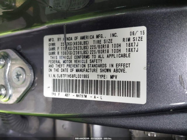 5J6TF1H58FL001965 Honda Crosstour Ex-l V6