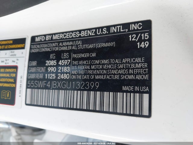 55SWF4JBXGU132399 Mercedes-Benz C 300