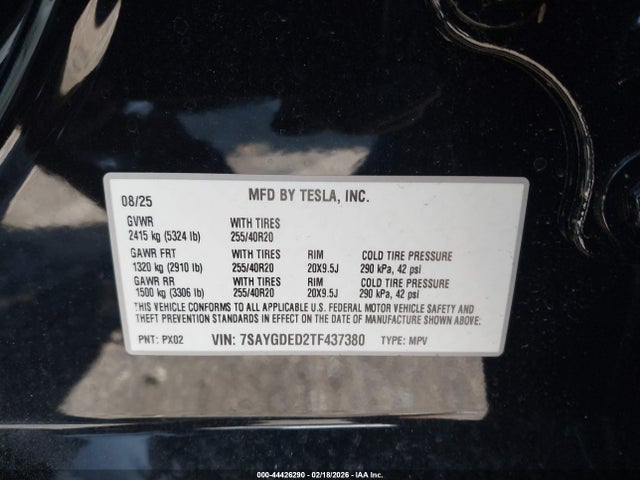 7SAYGDED2TF437380 Tesla Model Y Premium Rear-wheel Drive/standard Rear-wheel Drive