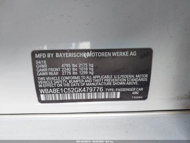 2016 BMW 330E WBA8E1C52GK479776 Photo 8