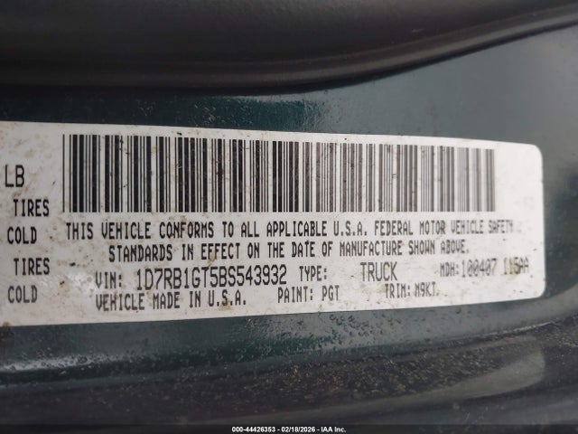 Aukcja sprzedaży 2011 Ram Ram 1500 Slt, vin: 1D7RB1GT5BS543932, numer aukcji: 44426353
