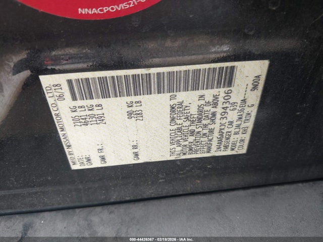 Aukcja sprzedaży 2018 Nissan Maxima 3.5 Sv, vin: 1N4AA6APXJC394306, numer aukcji: 44426367