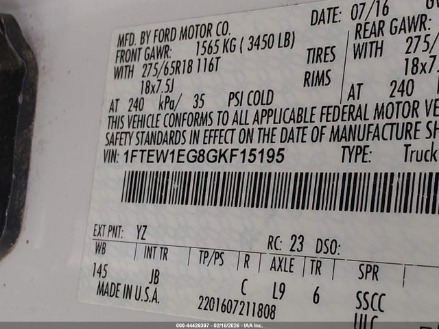 2016 FORD F-150 1FTEW1EG8GKF15195 Photo 8