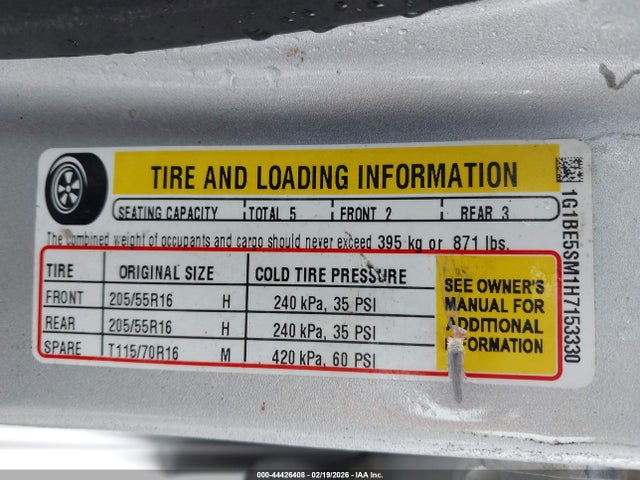 1G1BE5SM1H7153330 Chevrolet Cruze Lt Auto