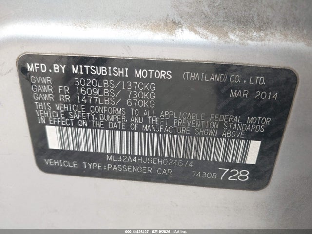 2014 MITSUBISHI MIRAGE ML32A4HJ9EH024674 Photo 8