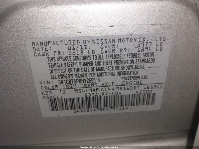 3N1CB7AP8HY259514 Nissan Sentra Sr Turbo