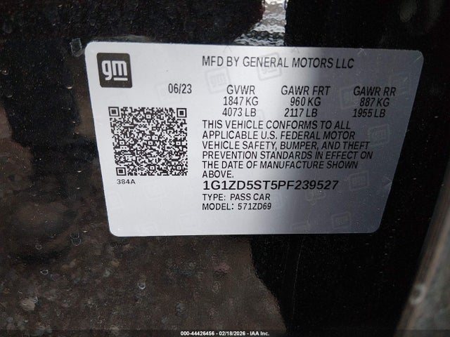 1G1ZD5ST5PF239527 Chevrolet Malibu Fwd 1lt