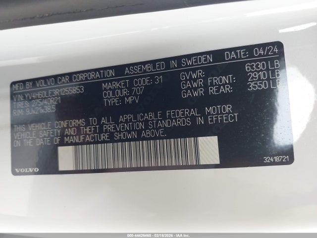 YV4H60LE3R1255853 Volvo Xc90 Recharge Plug-in Hybrid T8 Plus 6-seater