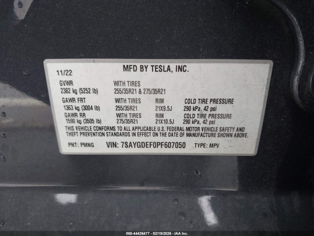 7SAYGDEF0PF607050 Tesla Model Y Performance Dual Motor All-wheel Drive