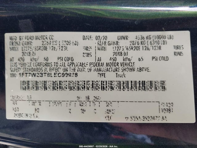 1FT7W2BT8LEC99938 Ford F-250 Platinum