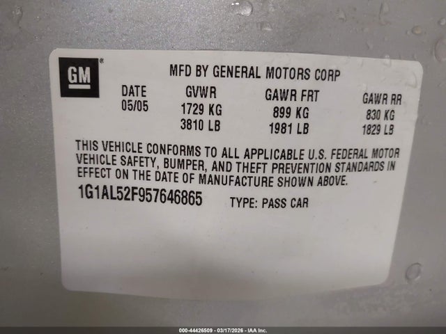 2005 CHEVROLET COBALT 1G1AL52F957646865 Photo 8