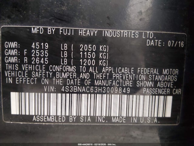 2017 SUBARU LEGACY 4S3BNAC63H3009849 Photo 8