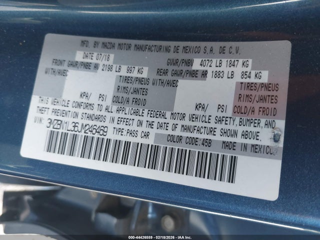 3MZBN1L36JM246469 Mazda Mazda3 Touring