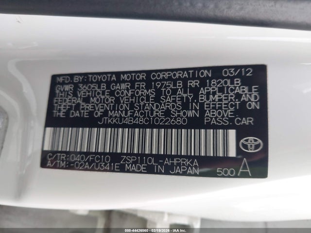 Продажа на аукционе авто 2012 Scion Xd, vin: JTKKU4B48C1022680, номер лота: 44426560