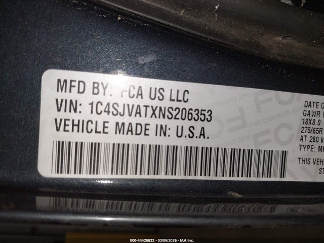 Продажа на аукционе авто 2022 Jeep Wagoneer Series I 4x4, vin: 1C4SJVATXNS206353, номер лота: 44426632