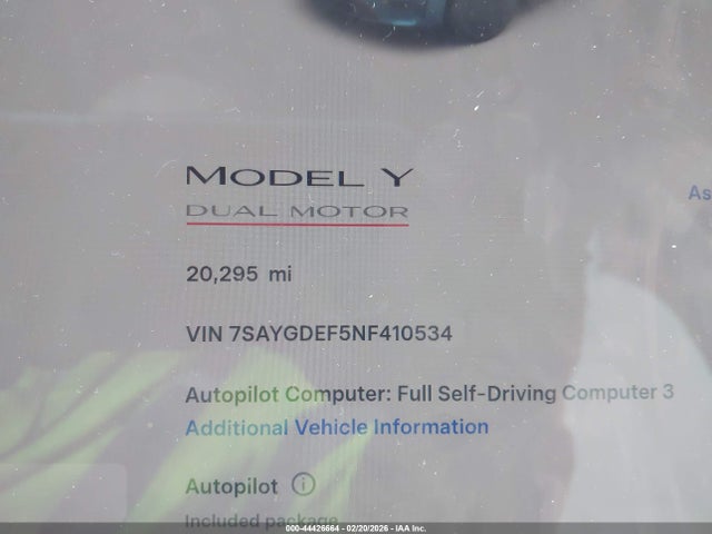 2022 TESLA MODEL Y 7SAYGDEF5NF410534 Photo 6