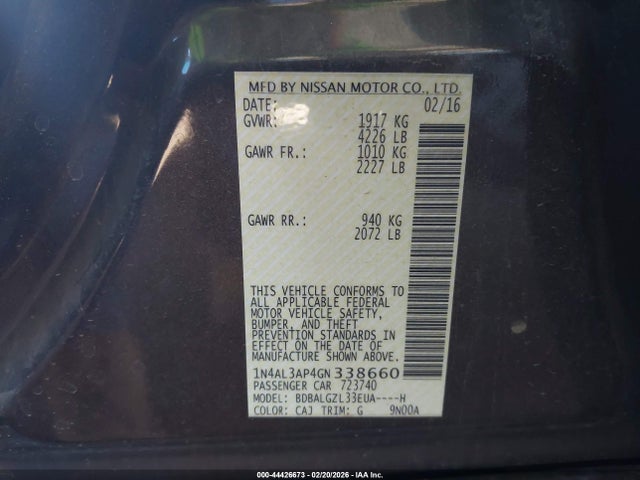 Nissan Altima 2.5 S 2016 1N4AL3AP4GN338660 Image 9