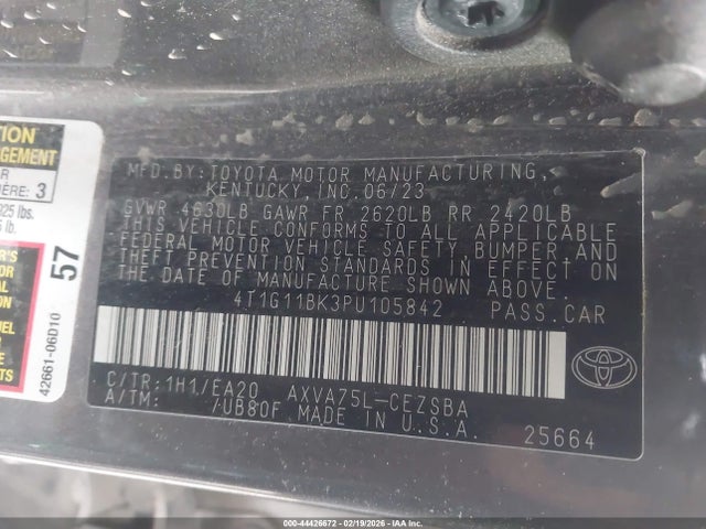 4T1G11BK3PU105842 Toyota Camry Se Awd