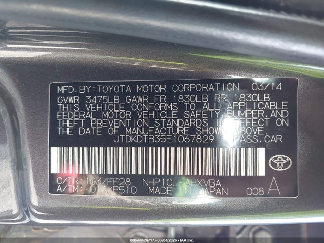 2014 TOYOTA PRIUS C JTDKDTB35E1067829 Photo 8