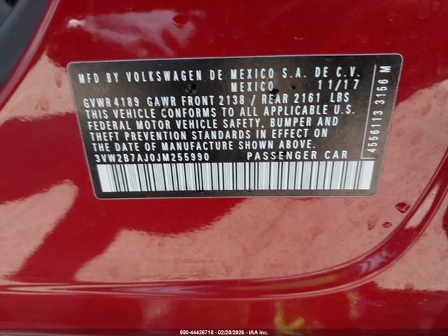Volkswagen Jetta 1.4t S 2018 3VW2B7AJ0JM255990 Image 9