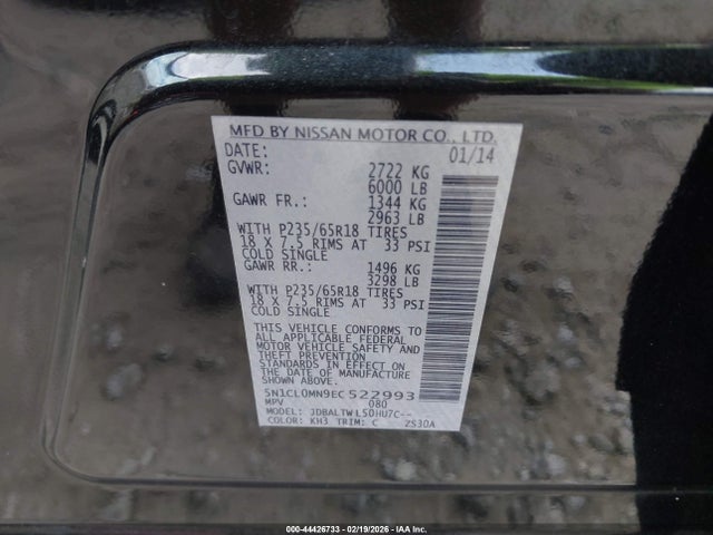 Aukcja sprzedaży 2014 Infiniti Qx60 Hybrid, vin: 5N1CL0MN9EC522993, numer aukcji: 44426733