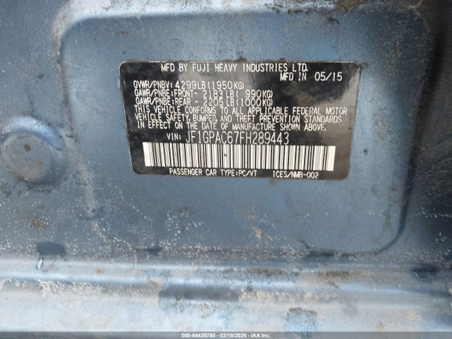 Aukcja sprzedaży 2015 Subaru Impreza 2.0i Premium, vin: JF1GPAC67FH289443, numer aukcji: 44426760