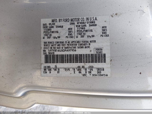 2002 FORD RANGER 1FTYR14UX2PA97956 Photo 8