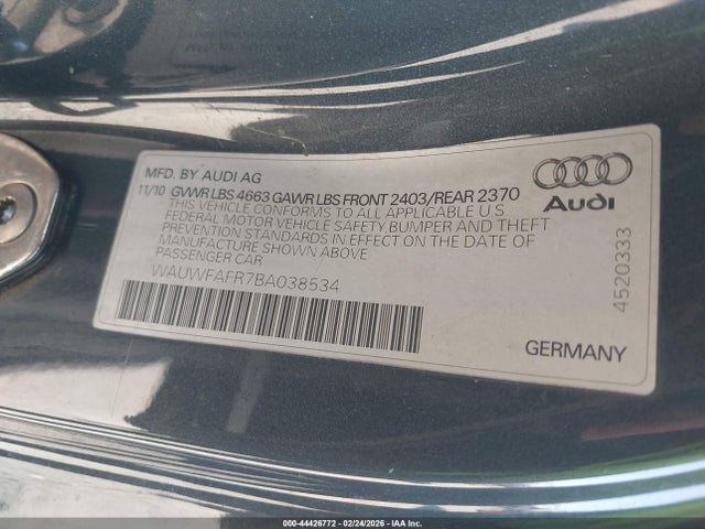 2011 AUDI A5 WAUWFAFR7BA038534 Photo 8