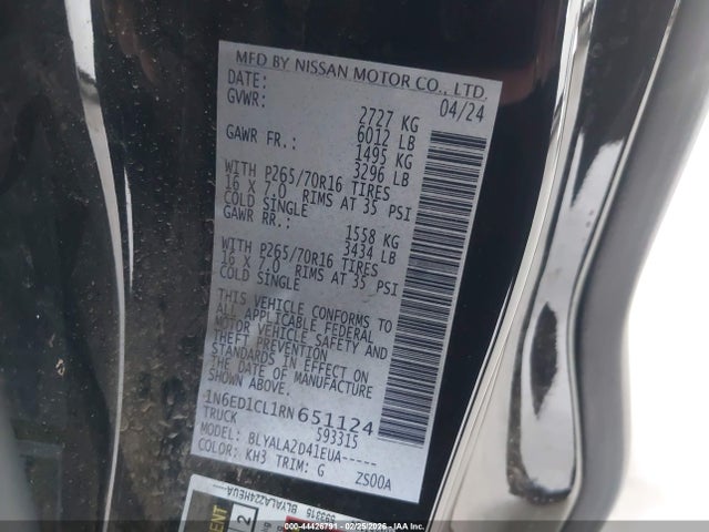 Nissan Frontier King Cab S 4x2 2024 1N6ED1CL1RN651124 Image 9