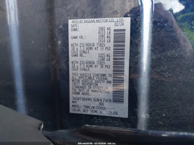 5N1BT3BA9RC684769 Nissan Rogue Sv Fwd