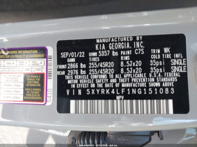 2022 KIA SORENTO 5XYRK4LF1NG151083 Photo 8