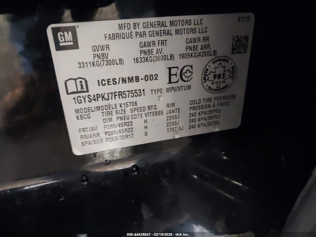 2015 CADILLAC ESCALADE 1GYS4PKJ7FR575531 Photo 8