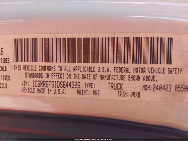 Продаж на аукціоні авто 2013 Ram 1500 Tradesman, vin: 1C6RR6FG1DS644306, номер лоту: 44426866