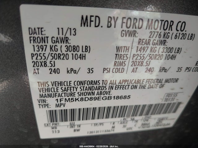 Ford EXPLORER XLT 2014 1FM5K8D89EGB18685 Image 9