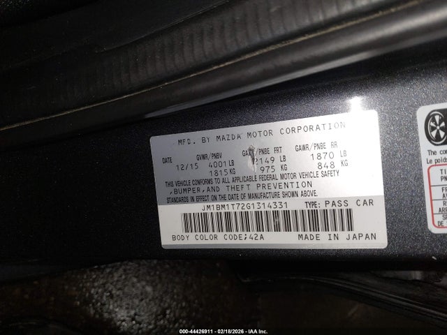 JM1BM1T72G1314331 Mazda Mazda3 I Sport