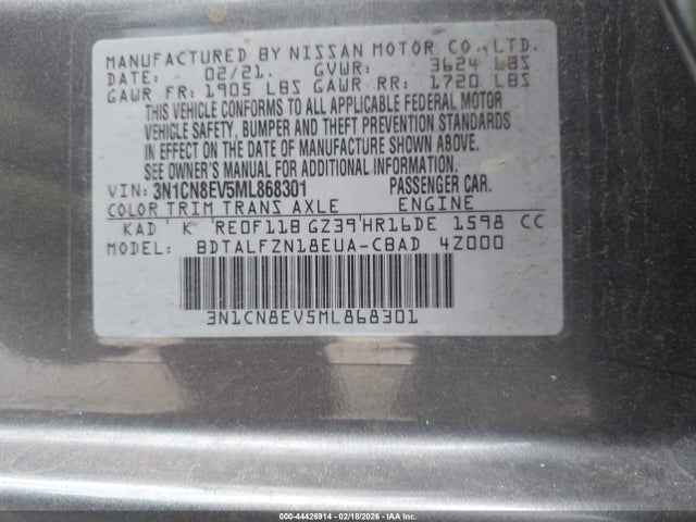 Nissan Versa Sv Xtronic Cvt 2021 3N1CN8EV5ML868301 Image 9