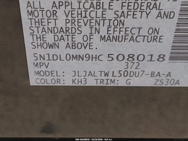 5N1DL0MN9HC508018 Infiniti QX60
