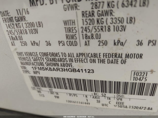 1FM5K8AR3HGB41123 Ford Utility Police Interceptor