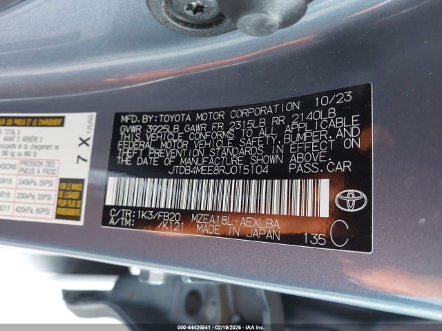 JTDB4MEE8RJ015104 Toyota COROLLA LE