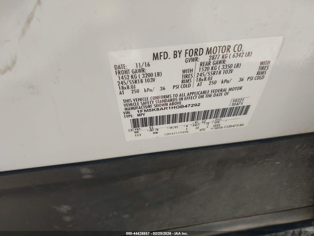 1FM5K8AR1HGB47292 Ford Utility Police Interceptor