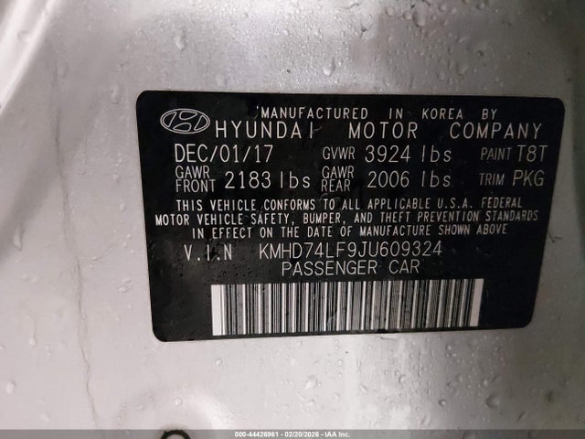 2018 HYUNDAI ELANTRA KMHD74LF9JU609324 Photo 8