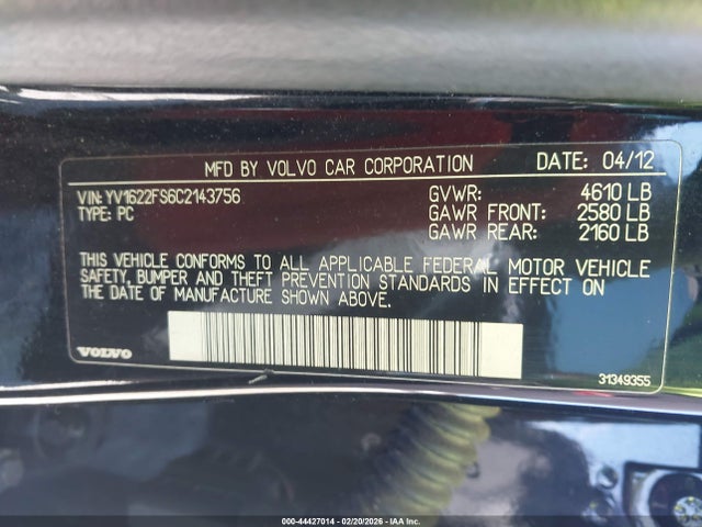 2012 VOLVO S60 YV1622FS6C2143756 Photo 8