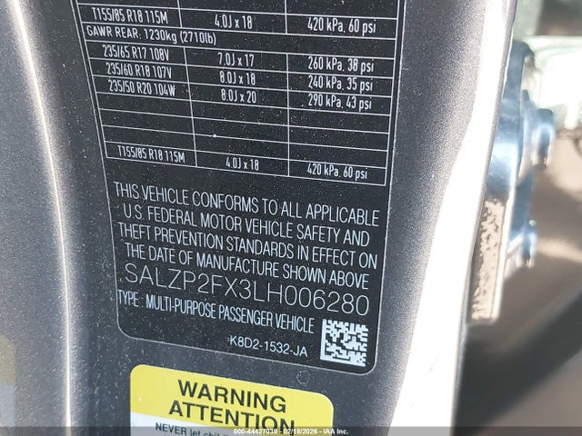 SALZP2FX3LH006280 Land Rover Range Rover Evoque Se