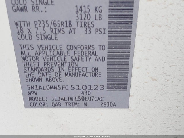 2015 INFINITI QX60 5N1AL0MN5FC510123 Photo 8