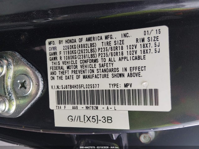 Aukcja sprzedaży 2015 Acura Rdx, vin: 5J8TB4H35FL025577, numer aukcji: 44427078