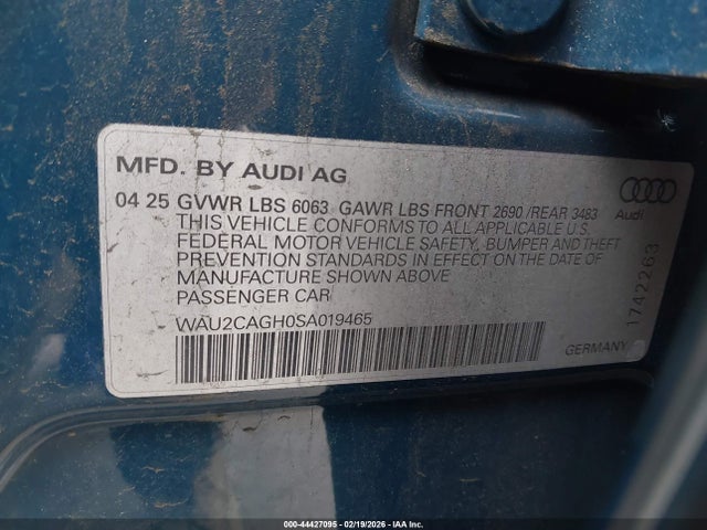 Aukcja sprzedaży 2025 Audi A6 E-tron Premium Plus, vin: WAU2CAGH0SA019465, numer aukcji: 44427095