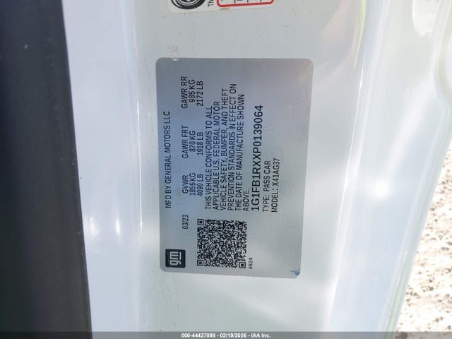 44427098 :رقم المزاد ، 1G1FB1RXXP0139064 vin ، 2023 Chevrolet Camaro Rwd  1lt مزاد بيع